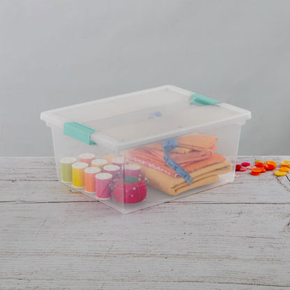 Sterilite 12-Pack Clip Box | Stackable Clear Plastic Storage Bins with Latching Lids - Ideal for Arts, Crafts, and Office Organization