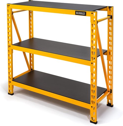 DEWALT Heavy-Duty 4-Foot Industrial Storage Rack - 3 Shelves, Steel Uprights, 4,500 lb Capacity