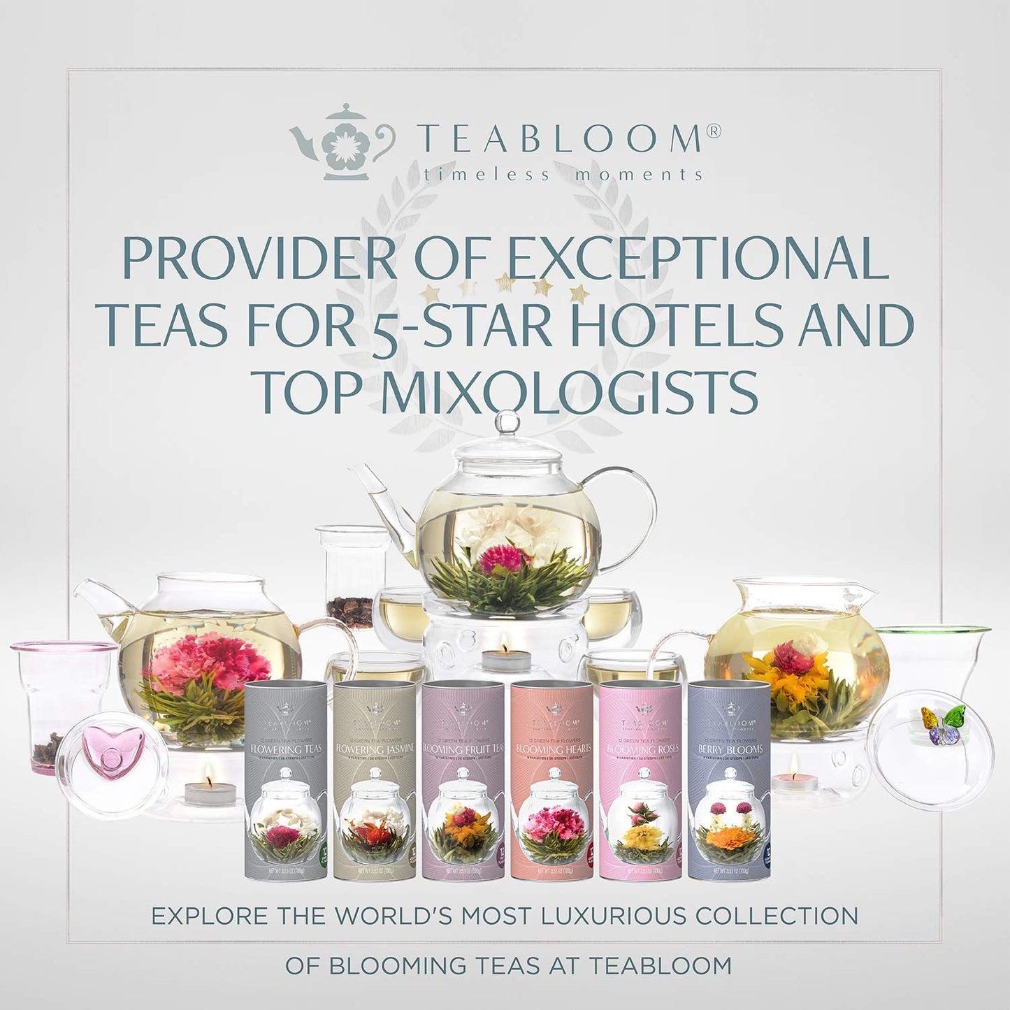 Teabloom Rose Flowering Tea – 12 Hand Tied Blooming Tea Flowers – 36 Steeps, Makes 250 Cups – Romantic Rose Tea Gift Set for Tea Lovers