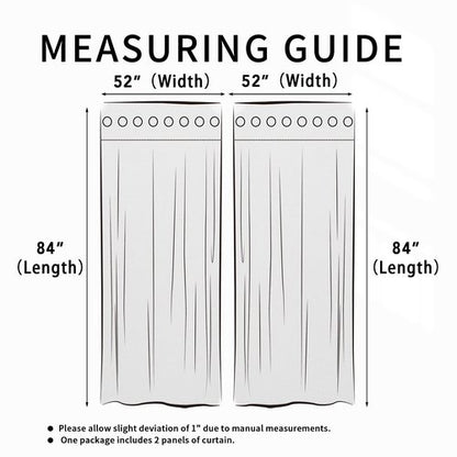 Easy-Going Linen Look Blackout Curtain Grommet Window Curtain Drapes for Bedroom, Living Room Thermal Insulated Room Darkening (2 Panels, 52x84 inch, Grey)