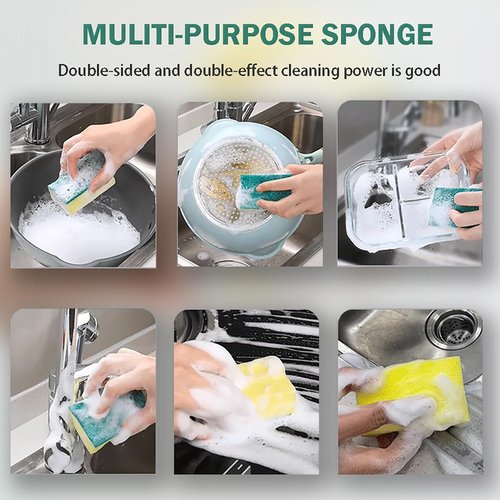 Sponges Kitchen 16 Count, Heavy Duty Scrub Sponges for Cleaning, Effortlessly Clean Your Stovetop, Sinks, Stoves, Appliances