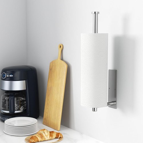 Brushed Nickel Paper Towel Holder by SUS304 - Wall Mounted, Self-Adhesive or Drilling, Under Cabinet Design