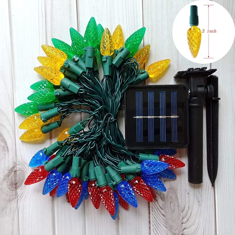 Solar Strawberry LED String Lights 50 LEDs - Multicolor C6, 21 ft, 8 Modes