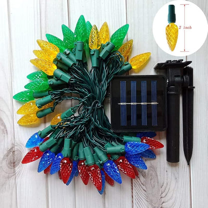Solar Strawberry LED String Lights 50 LEDs - Multicolor C6, 21 ft, 8 Modes