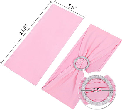 Peomeise Pink Spandex Chair Sashes - 25pcs with Buckle Slider for Elegant Wedding & Party Decor