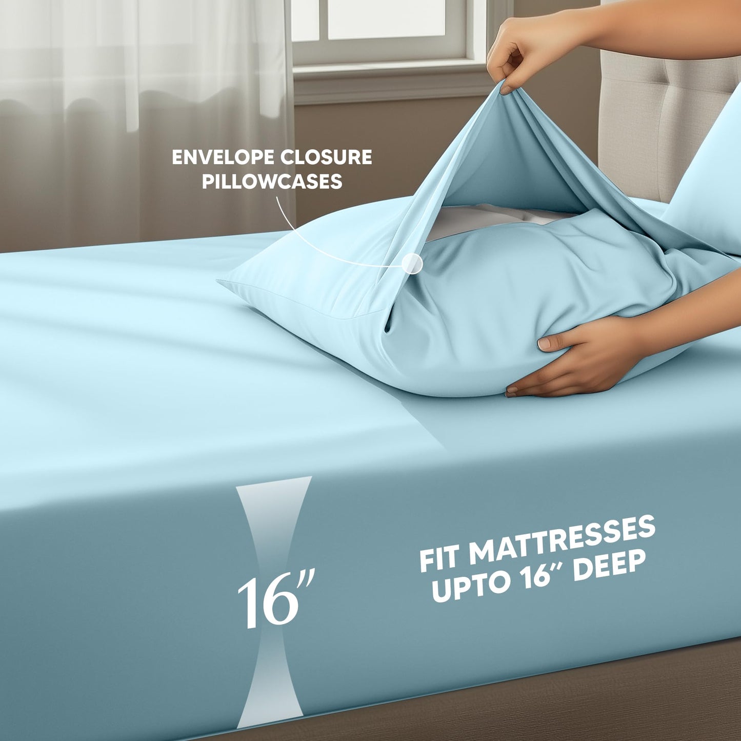 Utopia Bedding Full Size Sheet Set – 4 Piece Bed Sheets, Soft and Breathable Microfiber, Includes 1 Fitted Sheet, 1 Flat Sheet and 2 Pillowcases – Oeko Tex (Ice Blue)