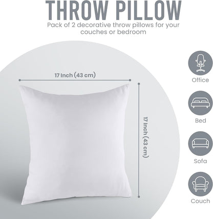 Utopia Bedding Pillow Inserts - Soft & Supportive 17x17 Decorative Throw Pillows | Set of 2, White