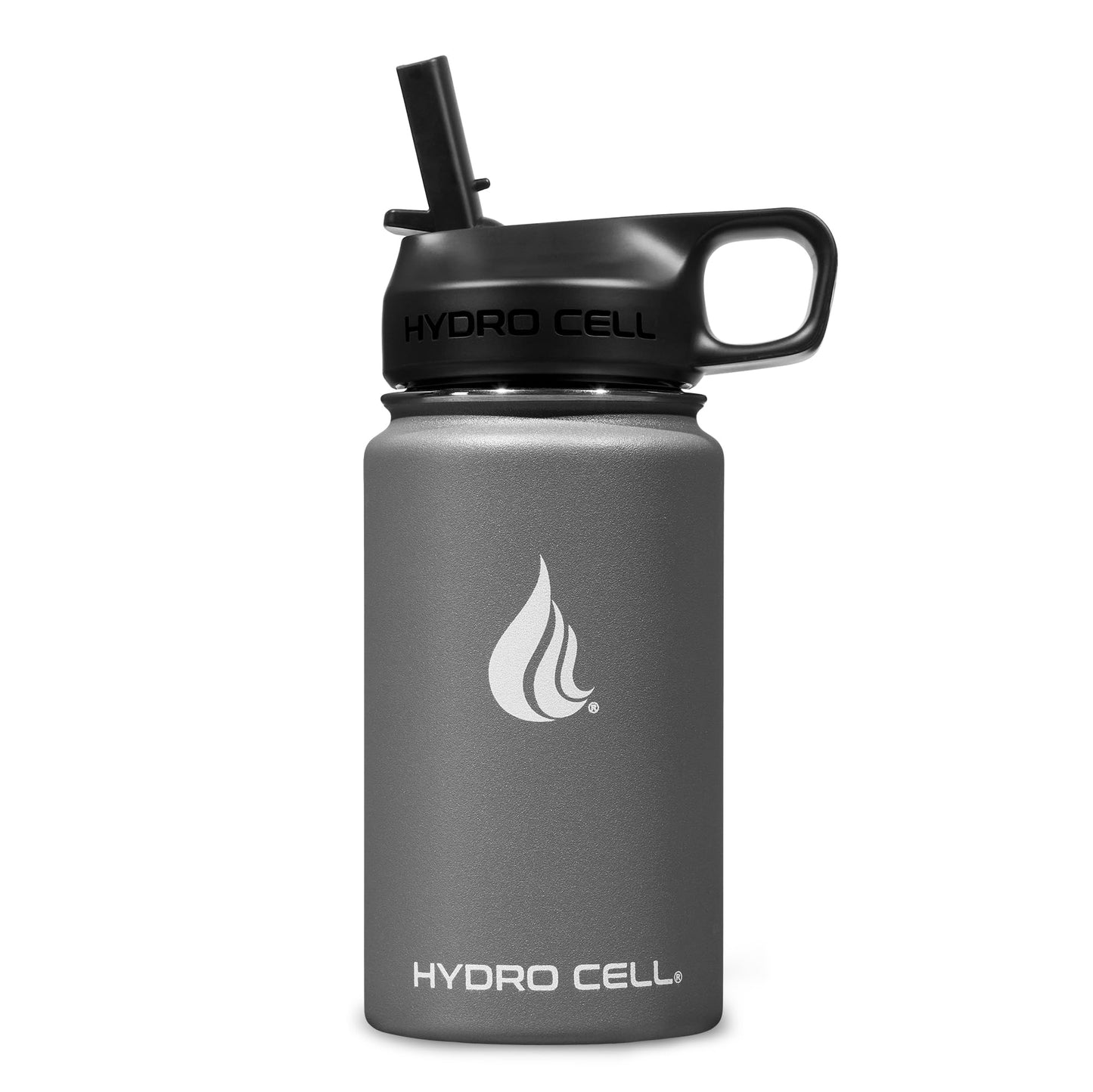 HYDRO CELL Stainless Steel Insulated Water Bottle with Straw - For Cold & Hot Drinks - Metal Vacuum Flask with Screw Cap and Modern Leakproof Sport Thermos for Kids & Adults (Graphite 14oz)