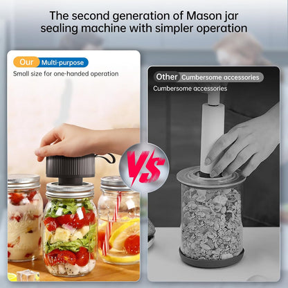 Skiennix Electric Mason Jar Vacuum Sealer Kit - 3-in-1 Handheld Automatic Food Saver | Ideal for Canning Jams, Pickles & Dry Foods | Black