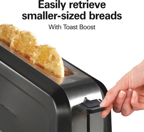 Hamilton Beach 2-Slice Toaster - Extra Wide Long Slot, 7 Browning Shades, Bagel Function, Black