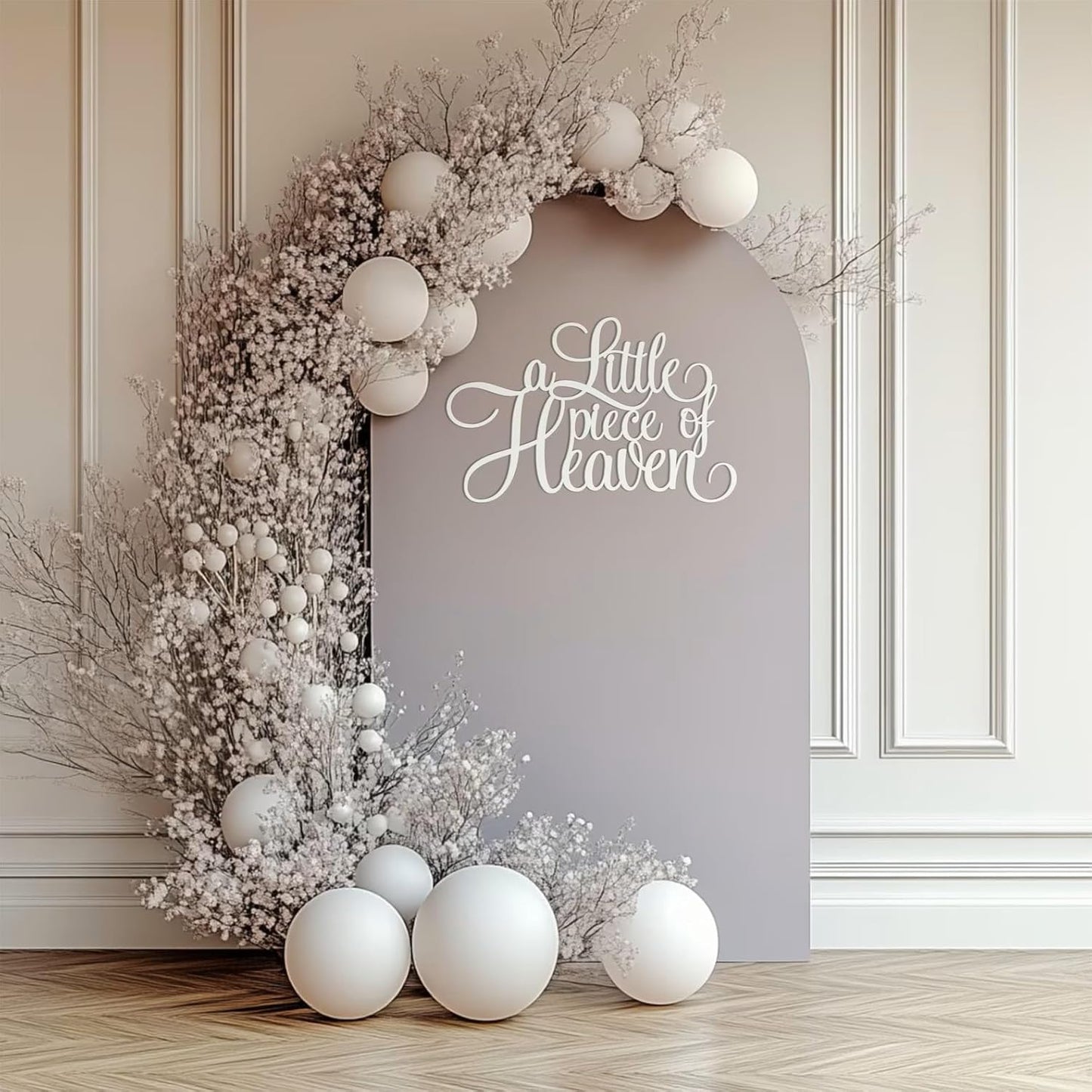 Skiennix Wooden Baby Shower Decorations - A Little Piece of Heaven Theme for Gender Reveal & Birthday Parties