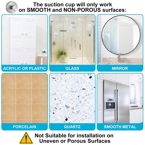 AUGLEAF Suction Cup Hooks for Shower, Towel Hooks for Bathroom, Kitchen, Glass Door, Mirror, Tile, – Loofah, Towel, Bath Robe Hooks for Hanging up to 15 lbs, Brushed Silver (2 Pack)