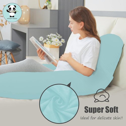 HIPHOP PANDA U-Shaped Pregnancy Pillow - Full Body Maternity Support with Cooling Cover | 57 Inch, Ice Blue