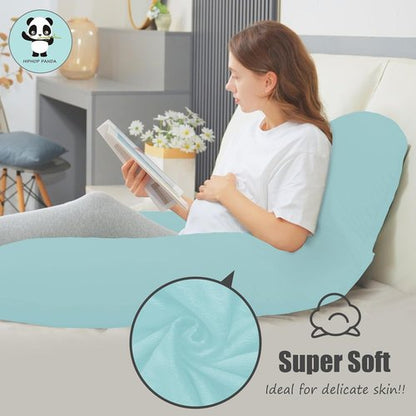 HIPHOP PANDA U-Shaped Pregnancy Pillow - Full Body Maternity Support with Cooling Cover | 57 Inch, Ice Blue