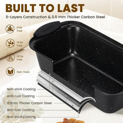 Kikcoin Nonstick Baking Pans Set - 22 PCS Stackable Bakeware with Silicone Handles | Oven Safe to 450°F