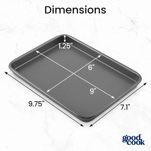 GoodCook Nonstick Steel Toaster Oven Baking Sheets - Set of 2, 9" x 6.2", Gray Finish