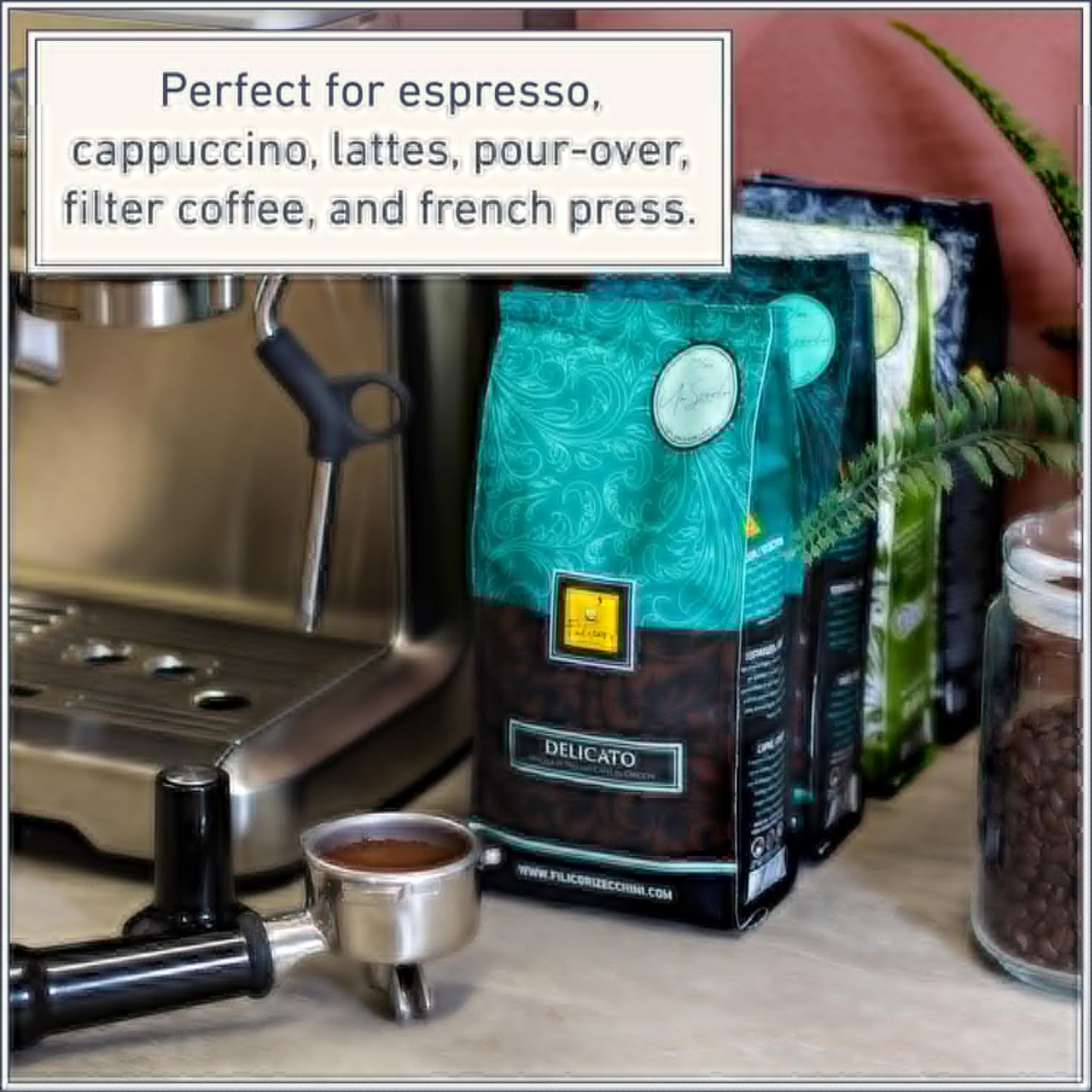 Filicori Zecchini Italian Espresso Beans – Bold Dark Roast Arabica & Robusta Blend Italian Coffee Beans – Slow Roasted Whole Bean Coffee, Rich Flavors – Forte 2.2lb Bag