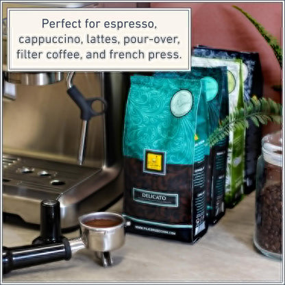 Filicori Zecchini Italian Espresso Beans – Bold Dark Roast Arabica & Robusta Blend Italian Coffee Beans – Slow Roasted Whole Bean Coffee, Rich Flavors – Forte 2.2lb Bag