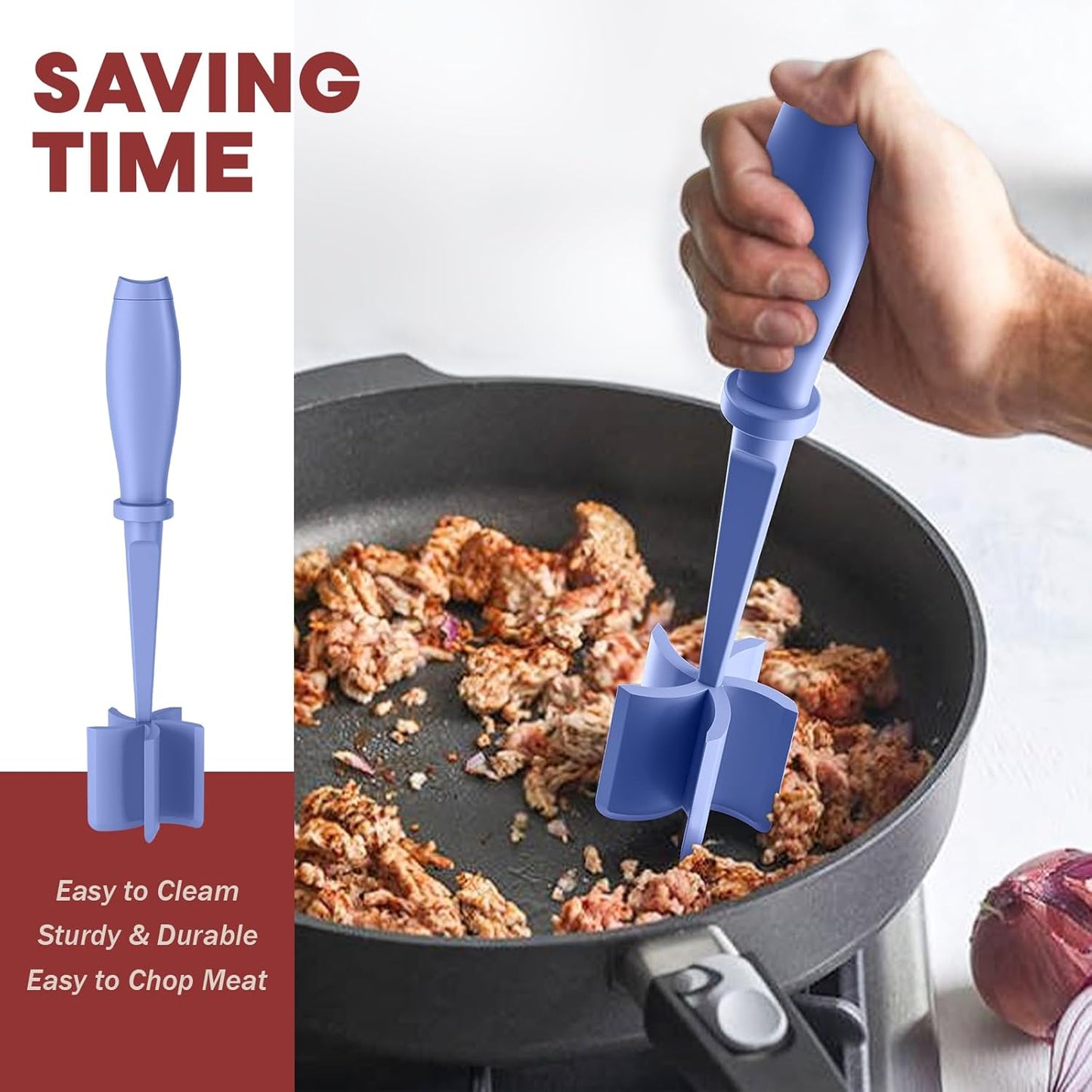 Skiennix Meat Chopper - Premium Heat Resistant Hamburger Grinder for Ground Beef | Purple