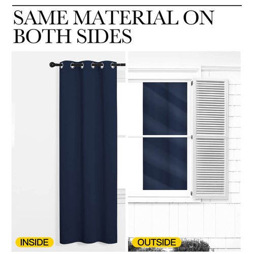 NICETOWN Blackout Curtains Panels for Living Room, 2 Panels, 66 x 80 Inch, Navy, 3 Pass Microfiber Noise Reducing Thermal Insulated Solid Ring Top Blackout Window Drapes