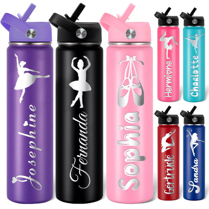 HOFMOY Custom Dance Ballet Water Bottle Personalized Name Customized Water Bottles for Adults Customizable Insulated Water Bottles Engraved for Men Women 24 32 40 oz