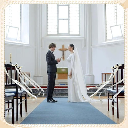 Daifunli Wedding Bows - Elegant Ivory White Satin Aisle Decorations | 24 Pcs Chair Ribbons
