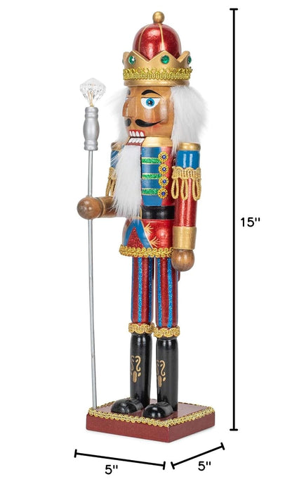 15-Inch Regal Black African American King Nutcracker with Crown