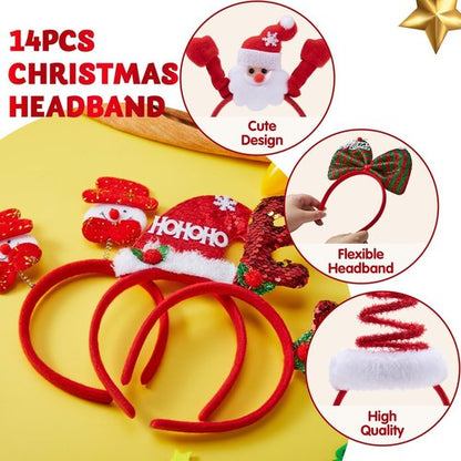 JOYIN 14 PCS Christmas Headbands - Festive Designs for Holiday Parties | One Size Fits All