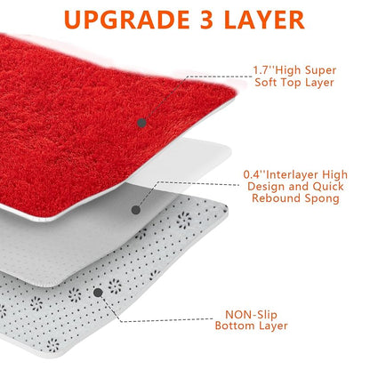 Red 6' x 9' Ultra Soft Shag Area Rug for Bedroom & Living Room (Variation: Red+6' x 9' Rectangular) - Non-Slip Plush Home Decor