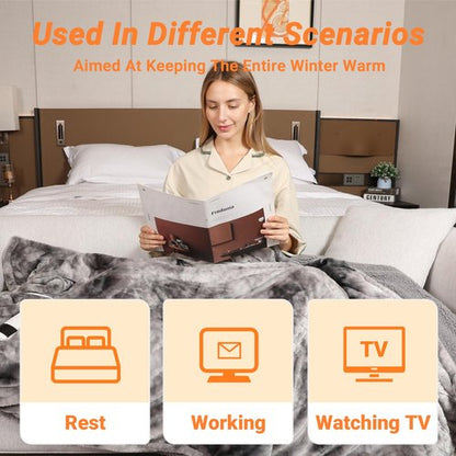 Heated Blanket Electric Throw, Heating Blanket Soft Sherpa Flannel Throw, Heat Blankets for Home & Office Machine Washable Overheating Protection 8 Hours Auto Off 10 Fast Heating Levels
