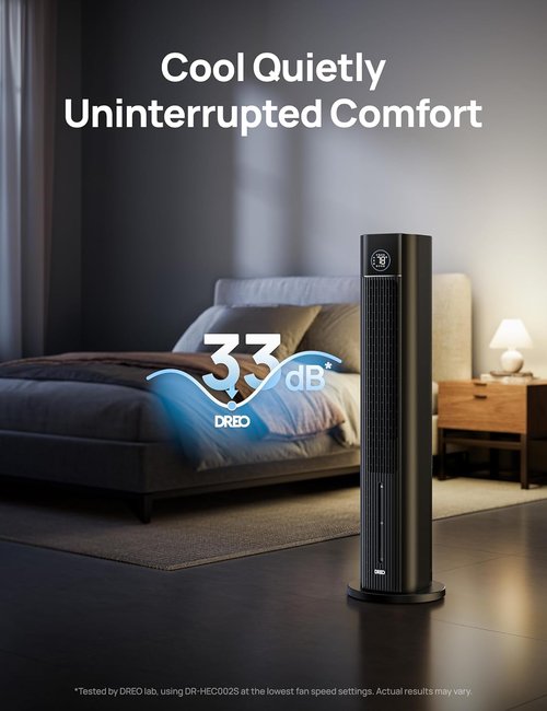 DREO Tower Fan - 43" Oscillating Cooling Fan with Quiet Operation & APP Control | 4 Modes, 12H Timer, Black
