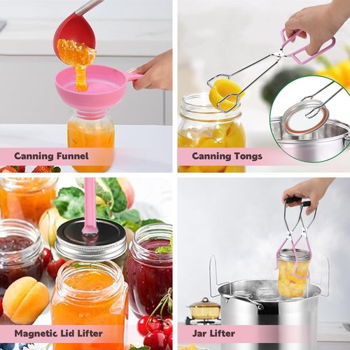 Canning Pot Water Bath Canner with Rack and Lid, 21.5QT Stainless Steel Stock Pot, Canning Supplies Starter Kit with Mason Jars, Tongs, Full Canning Accessories & Canning Tools Set for Beginners