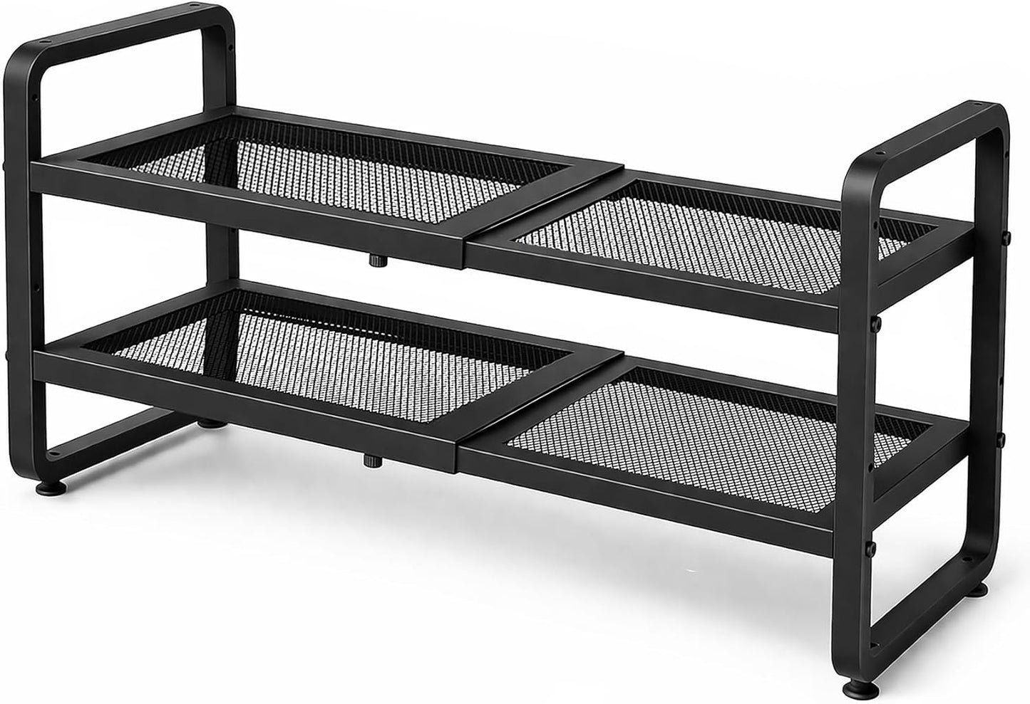 SNTD Shoe Rack - Expandable Adjustable Metal Shoe Organizer | Stackable 2-Tier Storage for Entryway & Garage (Black)