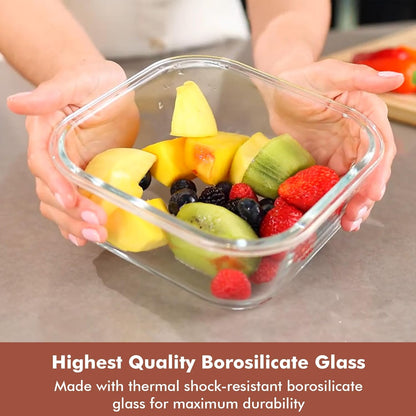 Razab Glass Food Storage Containers - Airtight & Leakproof 1200ML | Microwave, Oven, Freezer Safe, BPA Free