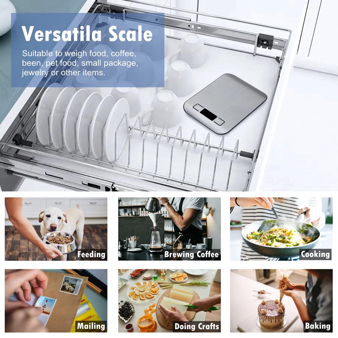 NUTRI FIT Digital Food Scale - Accurate Weight Measurement for Cooking & Baking | Max 11lb, 1g Increment, Stainless Steel, Backlight LCD