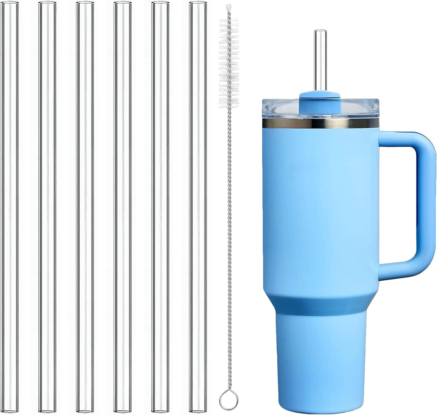 Stanley Replacement Straws - Extra Long 12-Inch Reusable Plastic Straws for 40 oz & 30 oz Tumblers | 6-Pack Clear
