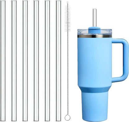 Stanley Replacement Straws - Extra Long 12-Inch Reusable Plastic Straws for 40 oz & 30 oz Tumblers | 6-Pack Clear