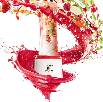 Moss & Stone Single Serve Blender - Compact 20 Oz Design in White & Red for Easy Blending