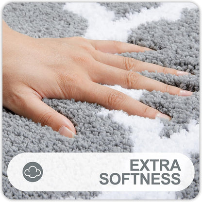 OLANLY Bathroom Rugs Set - 2-Piece Microfiber Bath Mat & U-Shaped Toilet Rug | Non-Slip, Absorbent, Grey (30"x20"+24"x20")