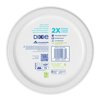 Dixie Medium Paper Plates, 8.5 Inch, 90 Count, 2X Stronger*, Microwave-Safe, Soak-Proof, Cut Resistant, Disposable Plates For Everyday Breakfast, Lunch, & Dinner Meals