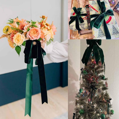 Dark Green Velvet Ribbon 3/8 Inch, 10 Yds - Gift Wrapping & Christmas Decor (Variation: Dark Green + 3/8 Inch)