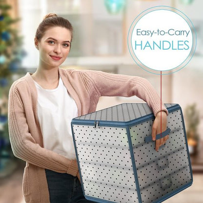Hearth & Harbor Christmas Ornament Storage Box - Holds 64 Ornaments with 4 Inner Tray Dividers
