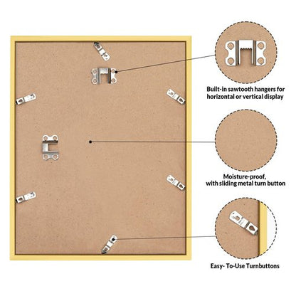 LaVie Home 11x17 Picture Frame for Wall Display, 11x17 Gold Picture Frame with HD Plexiglas, 11 x 17 Poster Frame 1 Pack, Display Frame for Vertical or Horizontal, Classic Collection