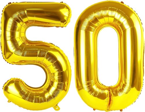 Gold Number 50 Balloon - 40 Inch 50th Birthday Decorations for Men & Women | Elegant Golden Party Supplies