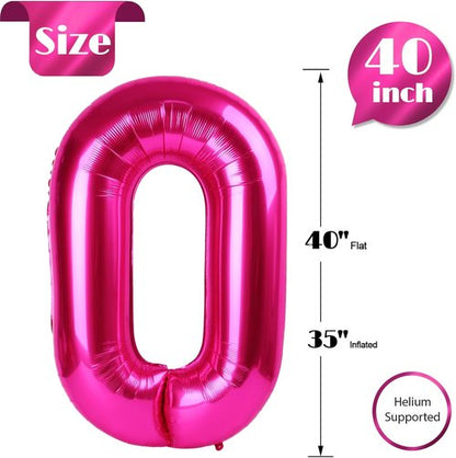 Hot Pink Number Balloon - 40 Inch 0 Balloon for Birthday Decorations | Perfect Pink Party Supplies