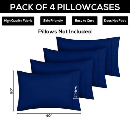 Utopia Bedding Queen Pillow Cases - 4 Pack - Envelope Closure - Soft Brushed Microfiber Fabric - Shrinkage and Fade Resistant Pillow Covers Queen Size 20 X 30 Inches (Queen, Royal Blue)