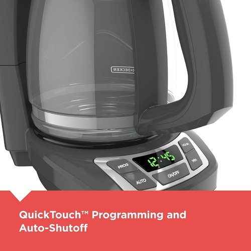 BLACK+DECKER™ 12-Cup Programmable Coffeemaker - Sleek Gray Design for Effortless Brewing