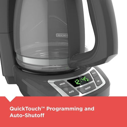 BLACK+DECKER™ 12-Cup Programmable Coffeemaker - Sleek Gray Design for Effortless Brewing