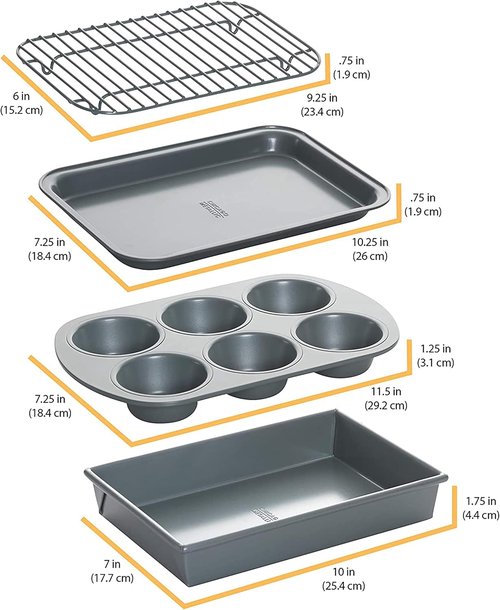 Chicago Metallic Non-Stick Toaster Oven Set - 4-Piece Baking Essentials for Perfect Meals
