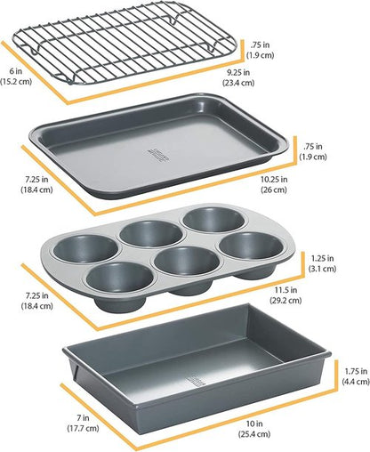 Chicago Metallic Non-Stick Toaster Oven Set - 4-Piece Baking Essentials for Perfect Meals